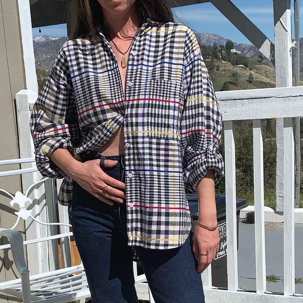 Vintage Plaid Buttonsown oversized Shirt - Picture 6 of 7